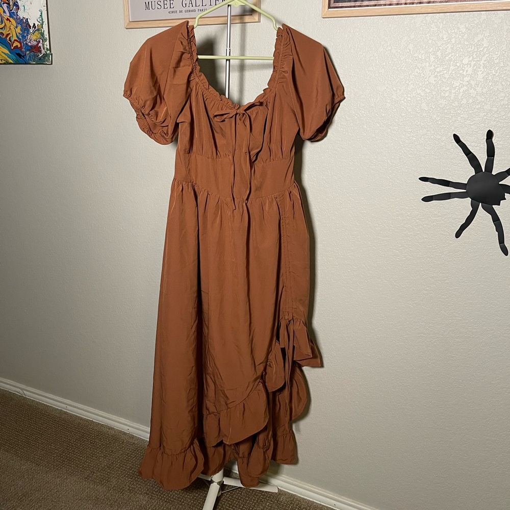 Brown cottage-core dress
